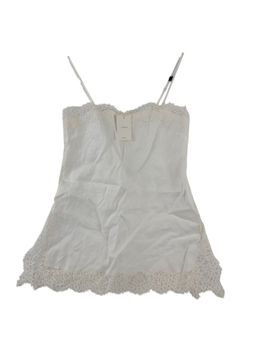 NEW Wilfred Aritzia Serif White Lace Trim Linen Cami Top Sz 2XS
